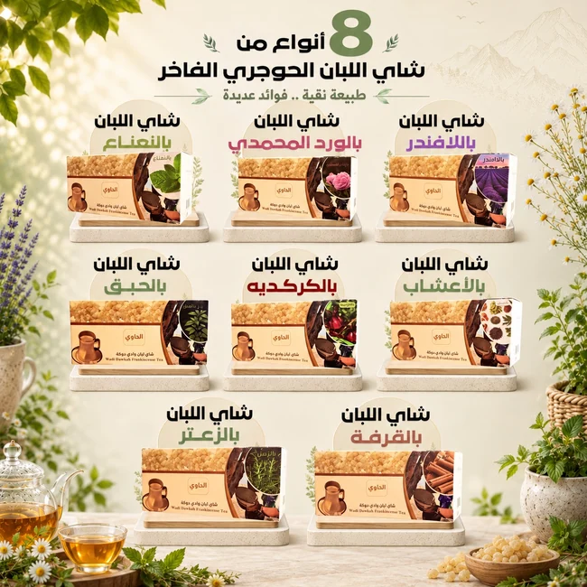 ثماني نكهات شاي اللبان الحوجري الفاخر